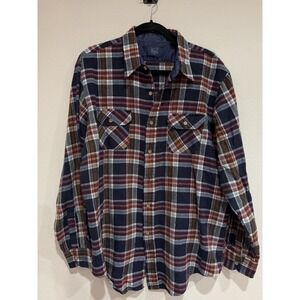 Vintage Sears Shirt Adult XL Tall Blue Red Flannel Acrylic Gorpcore Plaid